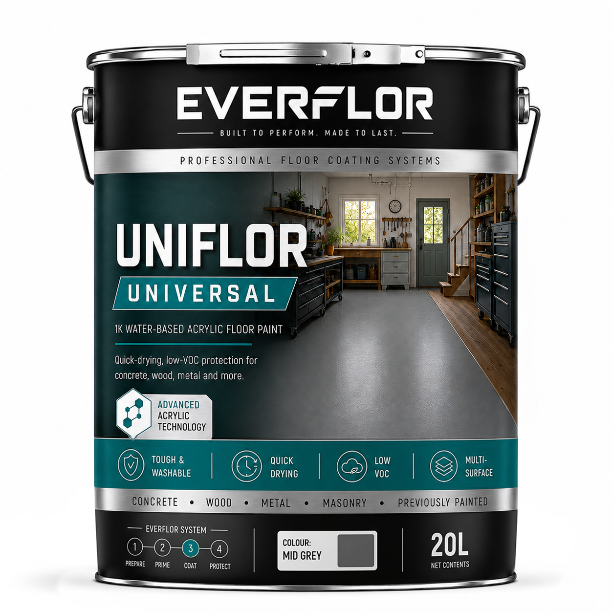 Everest Trade - Sneldrogende ultieme vloerverf - Hoge opbouw - Antislip